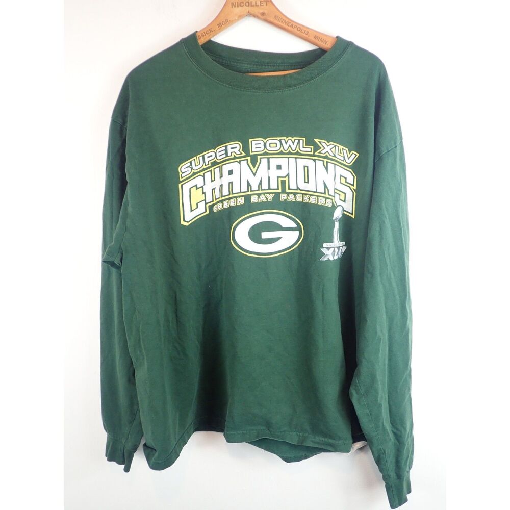 Green Bay Packers NFL Super Bowl XLV Champions XL Long Sleeve Green T-Shirt